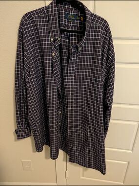 Polo by Ralph Lauren Navy & White Windowpane Plaid Button-Down Shirt